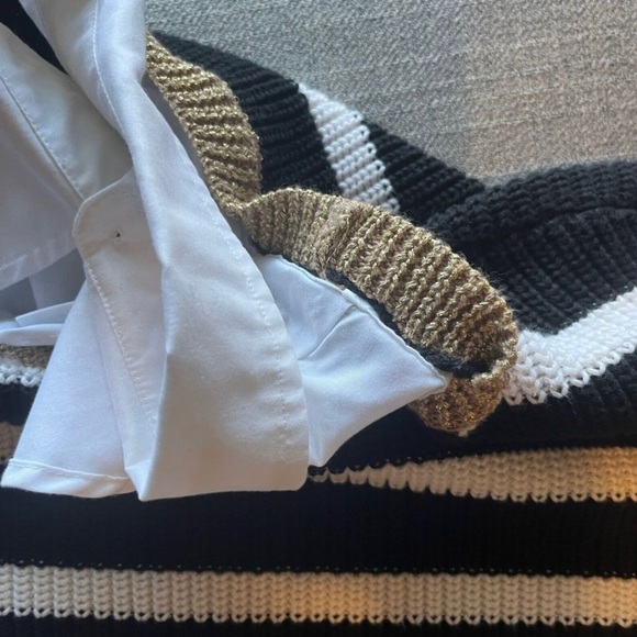 Ralph Lauren Shirt Layered Striped Cable Sweater - Picture 9 of 12